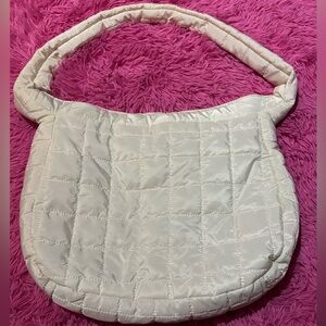 Quilted Puffer Tote Bag-Cream